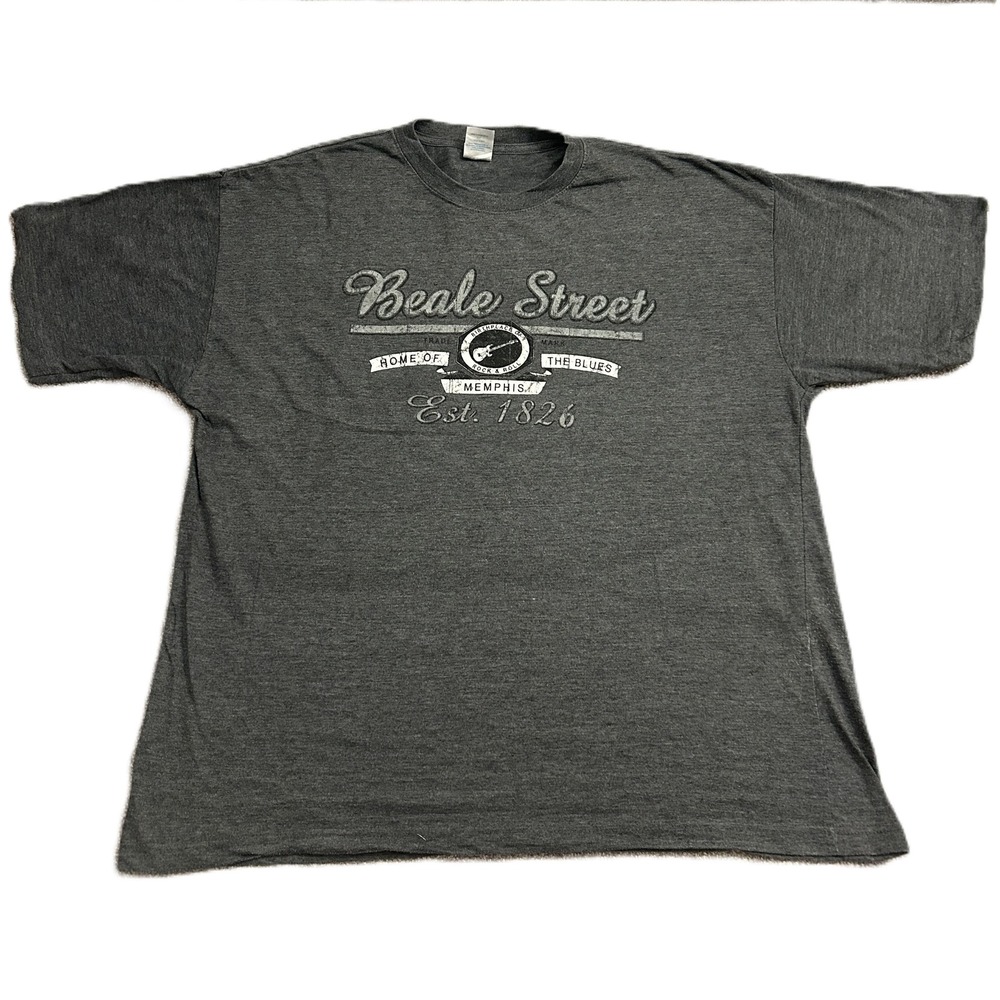 Beale Street Memphis T-Shirt Mens XXL Gray Excellent Home of the Blues Graphic